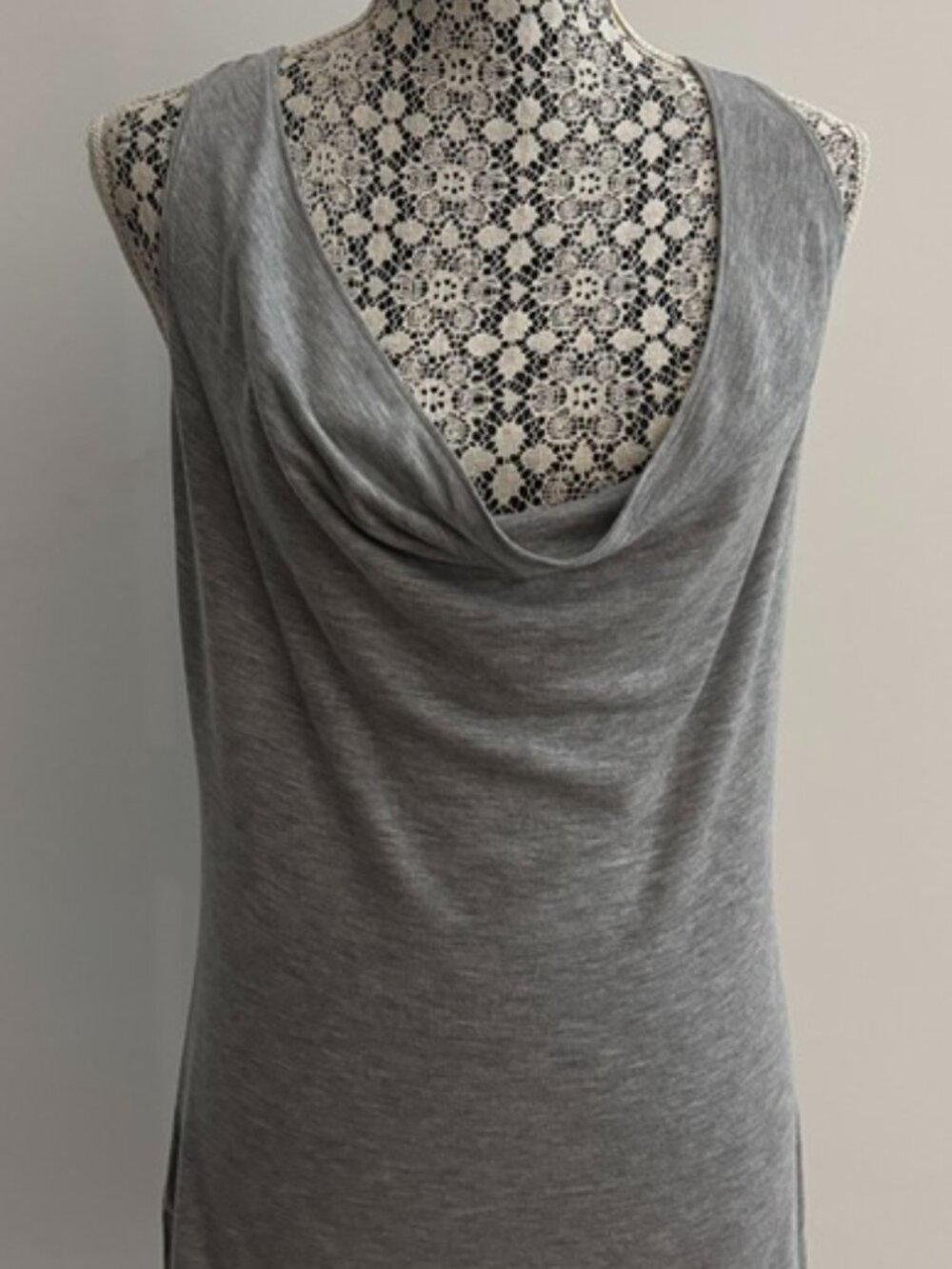 Joie Heather Gray Drape Front Racer Bank Tank with Tie - Small